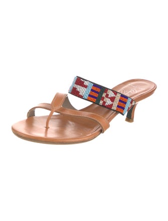 Donald Pliner Leather Beaded Accents Slides