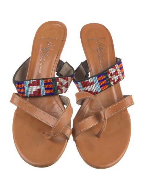 Donald Pliner Leather Beaded Accents Slides