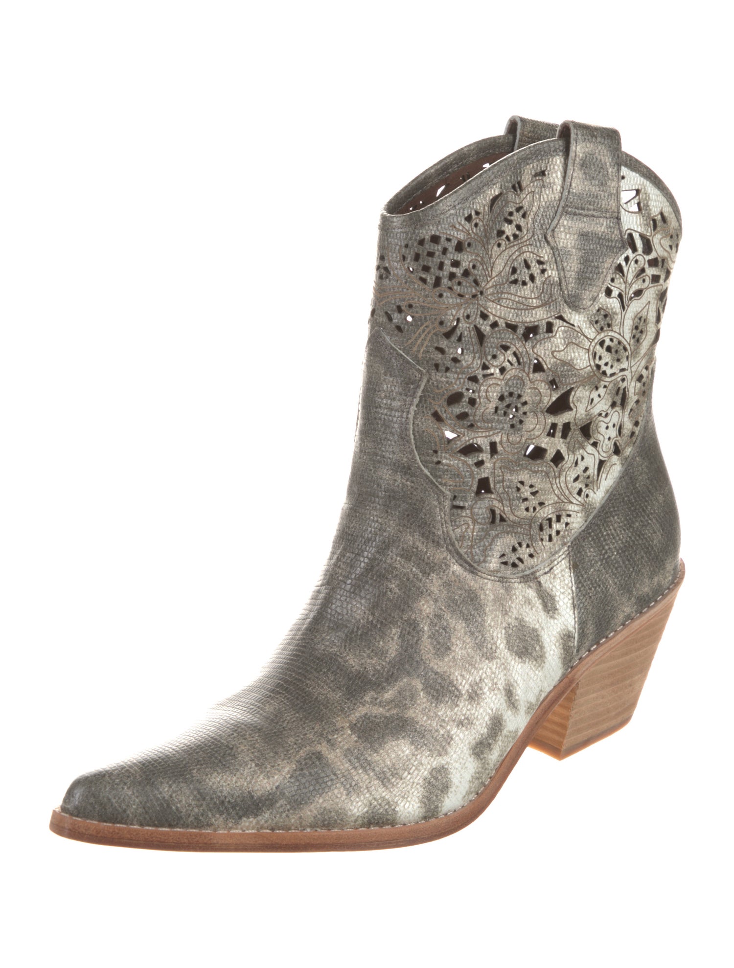 Donald Pliner Leather Animal Print Western Boots