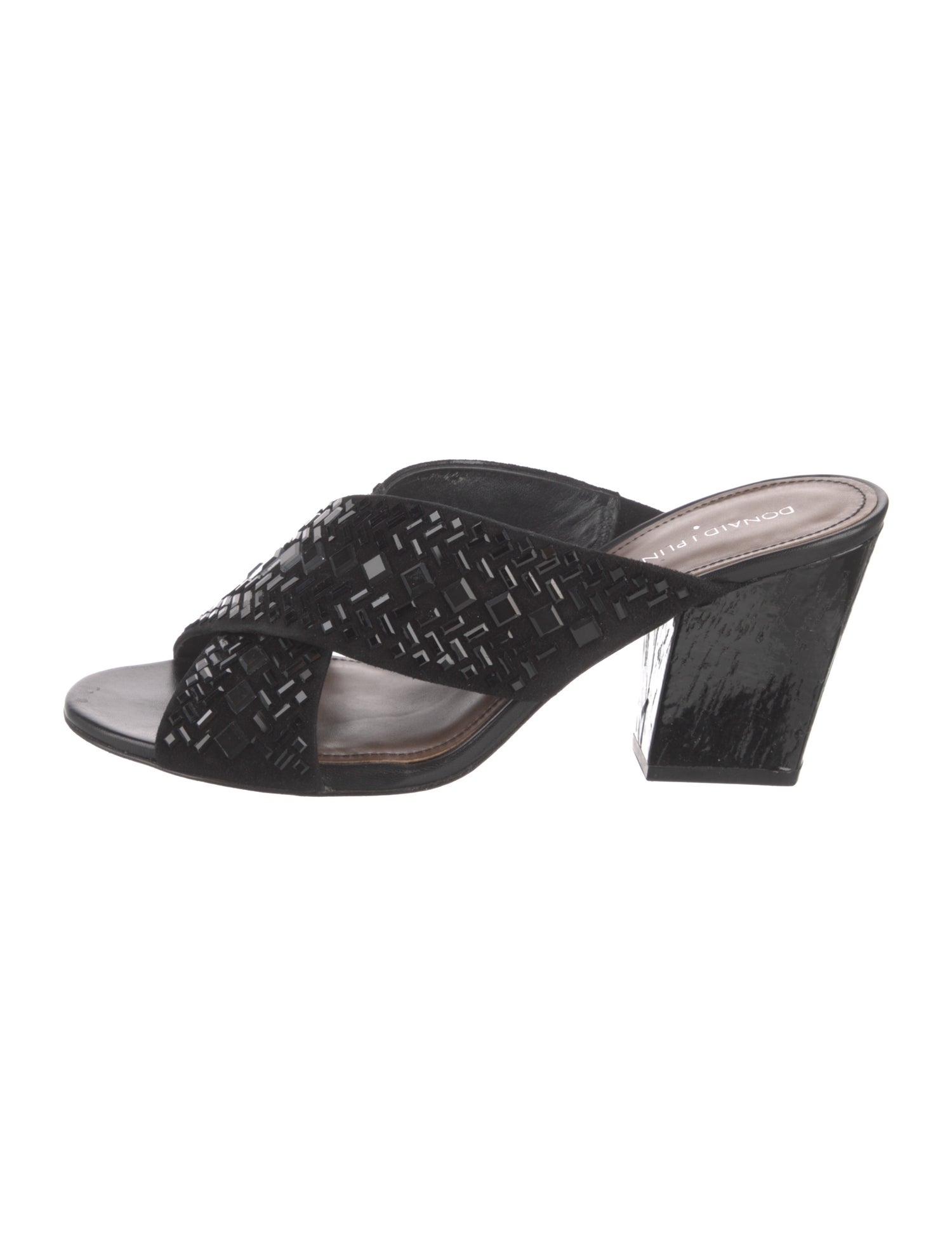 Donald Pliner Suede Crystal Embellishments Slides