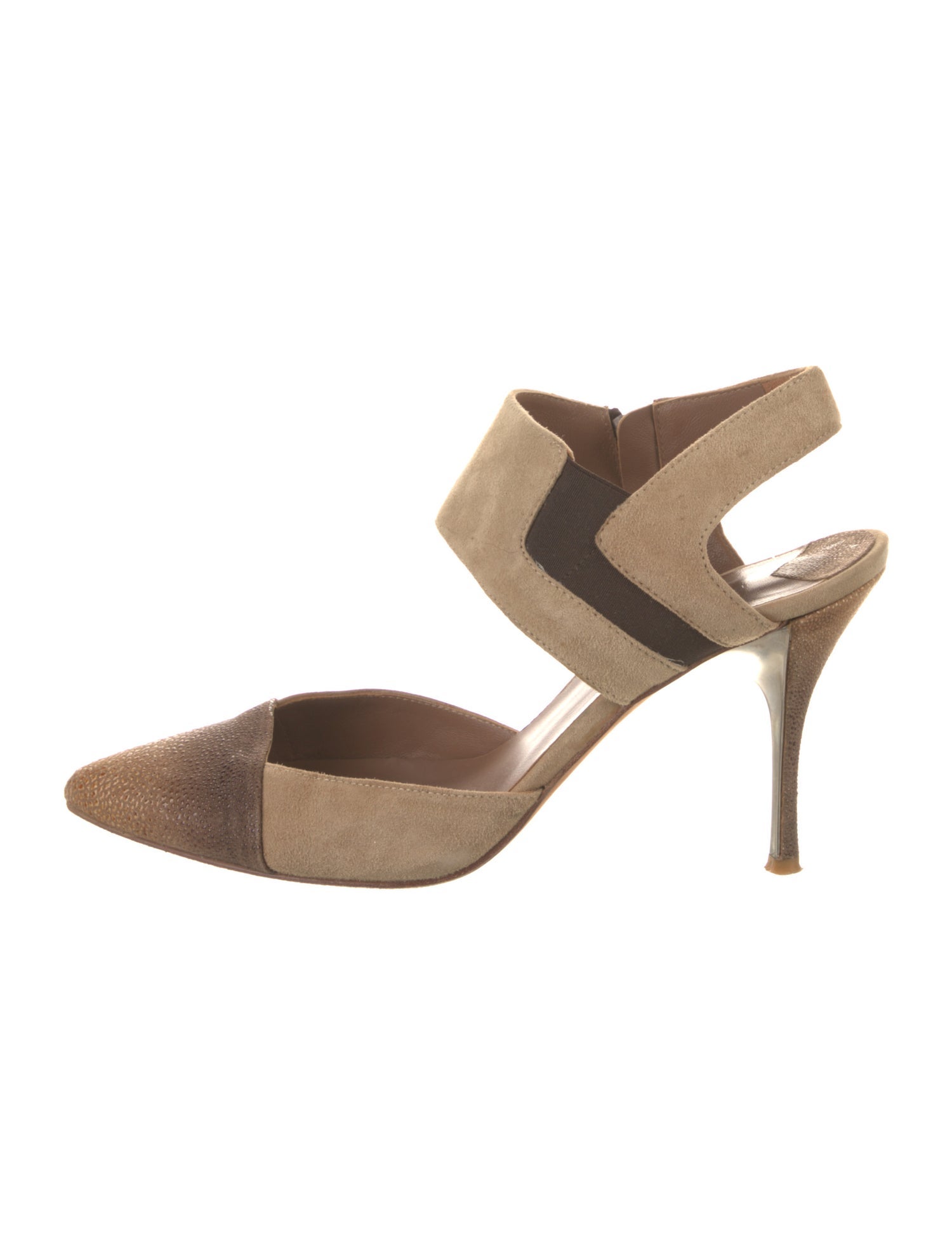 Donald Pliner Suede Colorblock Pattern Slingback Pumps