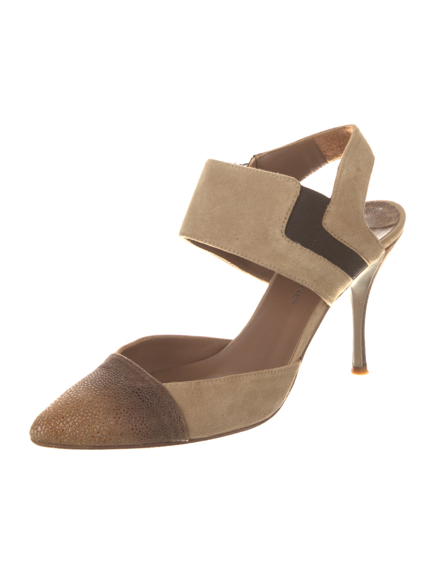 Donald Pliner Suede Colorblock Pattern Slingback Pumps