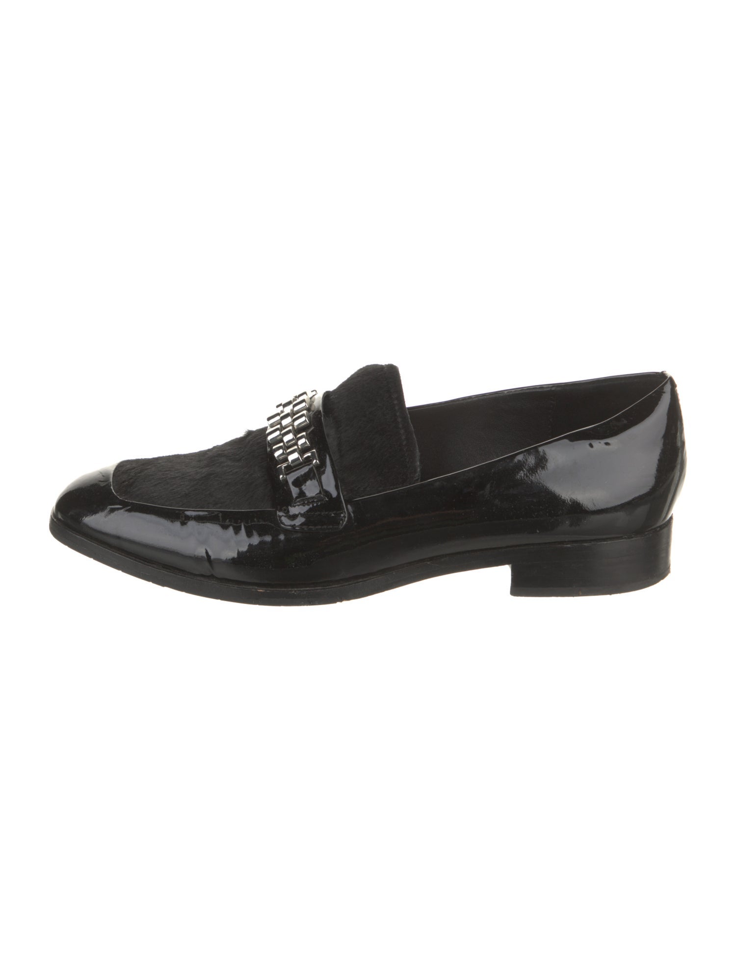 Donald Pliner Patent Leather Chain-Link Accents Loafers