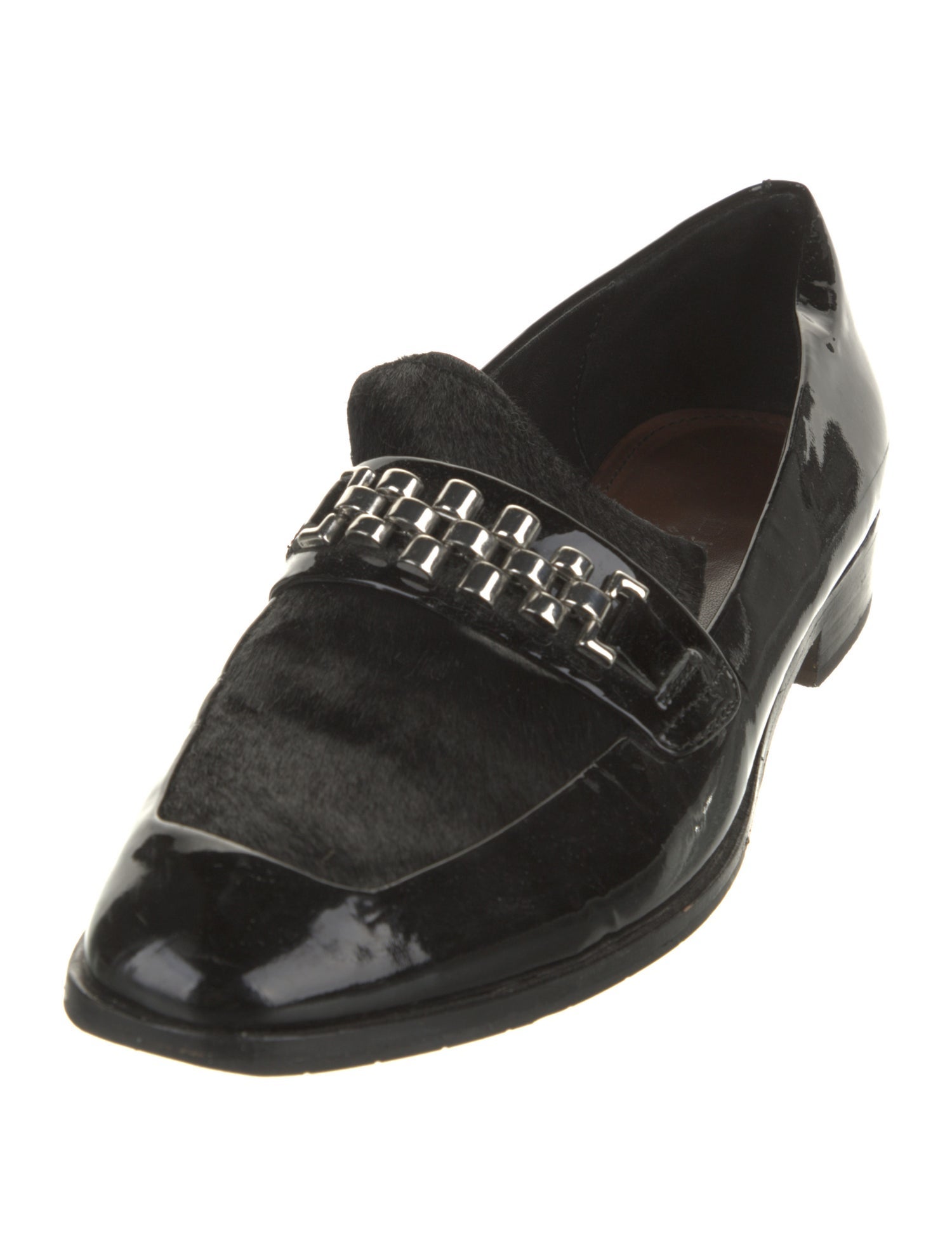 Donald Pliner Patent Leather Chain-Link Accents Loafers