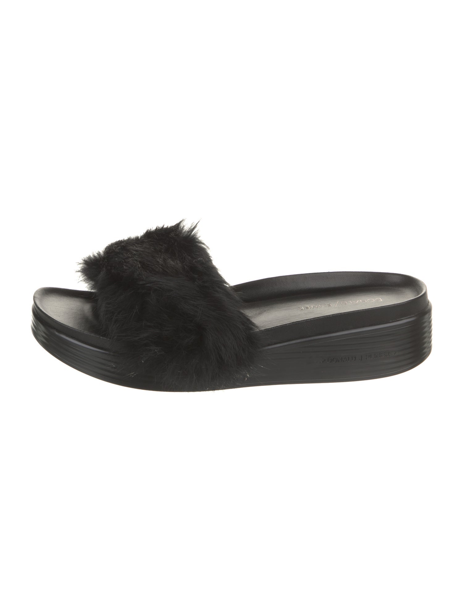 Donald Pliner Leather Fur Trim Slides
