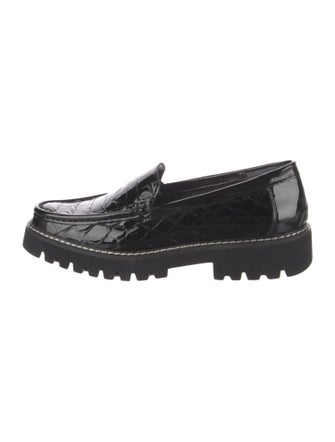 Donald Pliner Patent Leather Whipstitch Trim Loafers