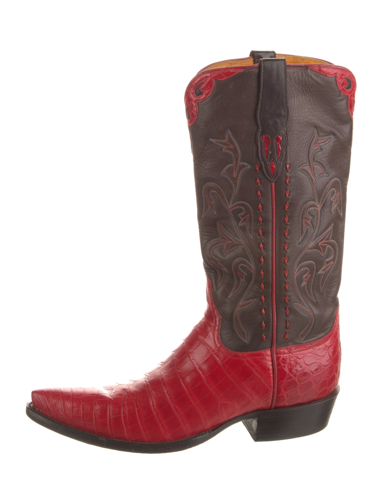 Donald Pliner Crocodile Colorblock Pattern Western Boots