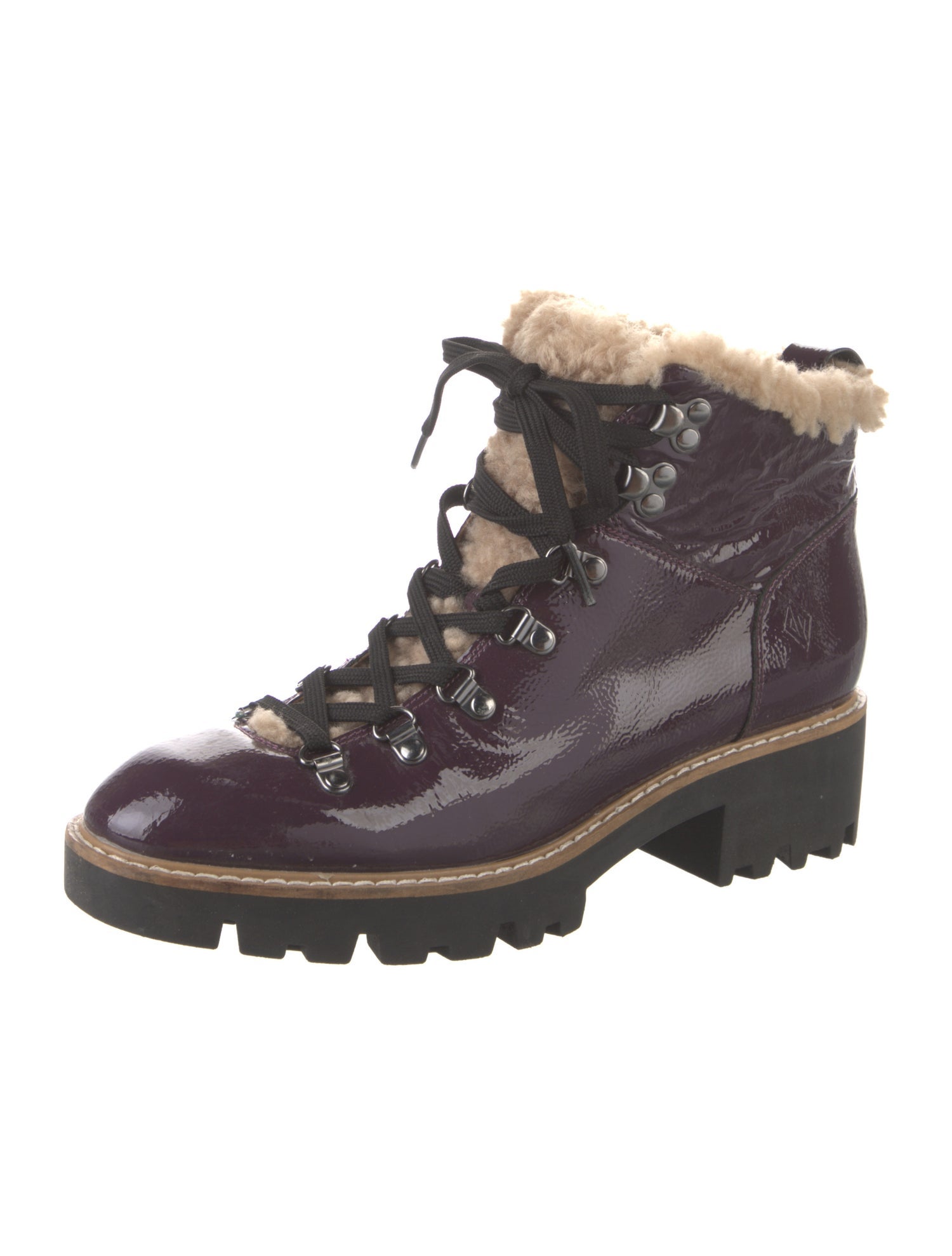 Donald Pliner Patent Leather Combat Boots