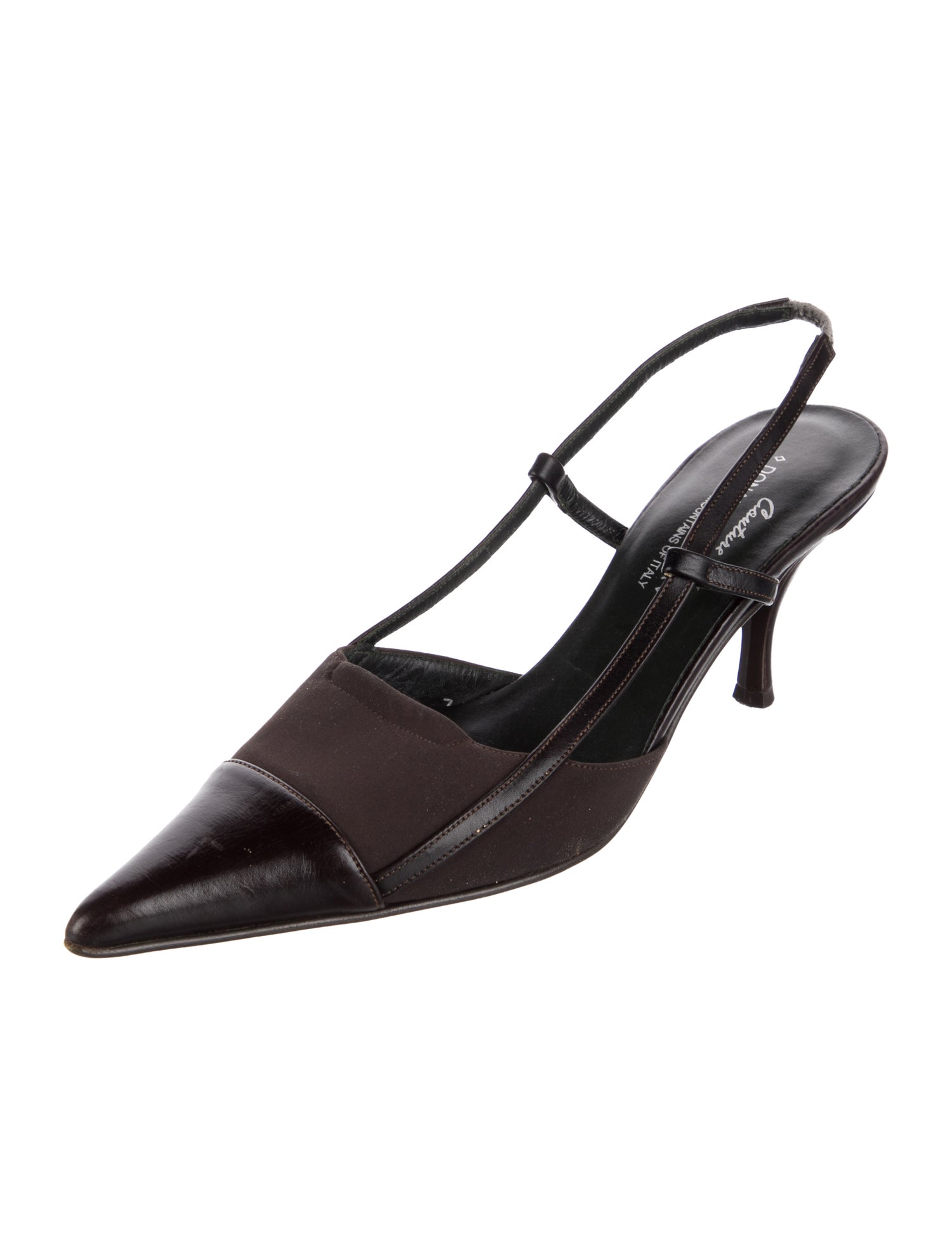 Donald Pliner Patent Leather Tweed Pattern Slingback Pumps