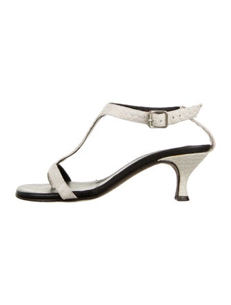 Donald Pliner Leather Animal Print T-Strap Sandals