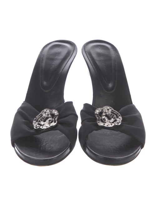 Donald Pliner Leather Crystal Embellishments Slides
