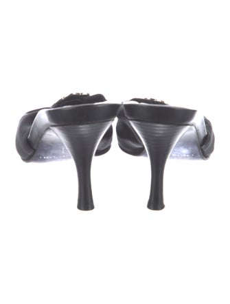 Donald Pliner Leather Crystal Embellishments Slides