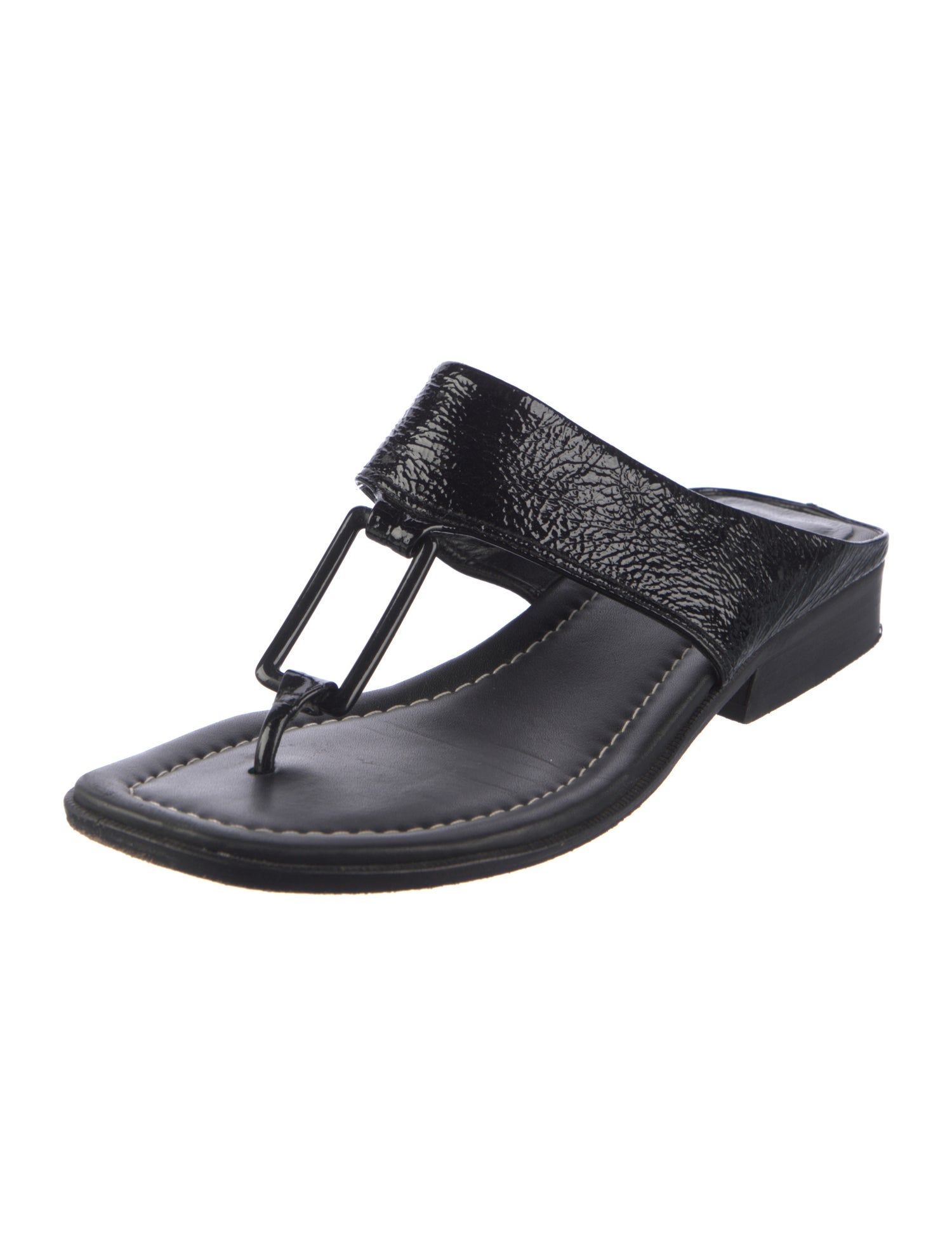 Donald Pliner Patent Leather T-Strap Sandals