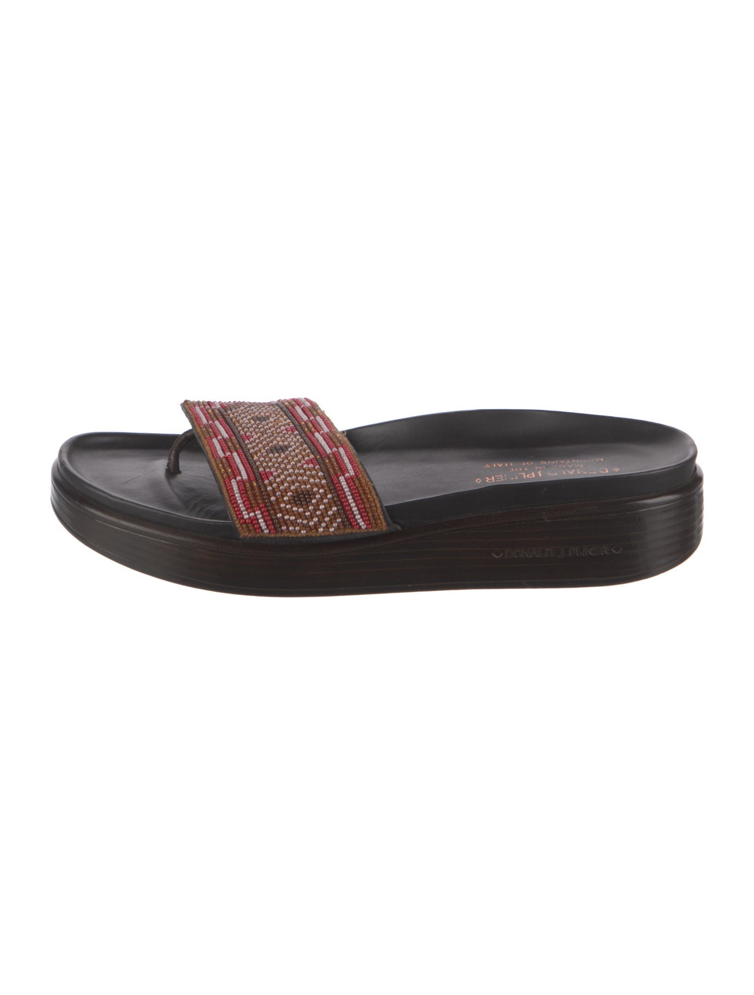 Donald Pliner Leather Beaded Accents Slides