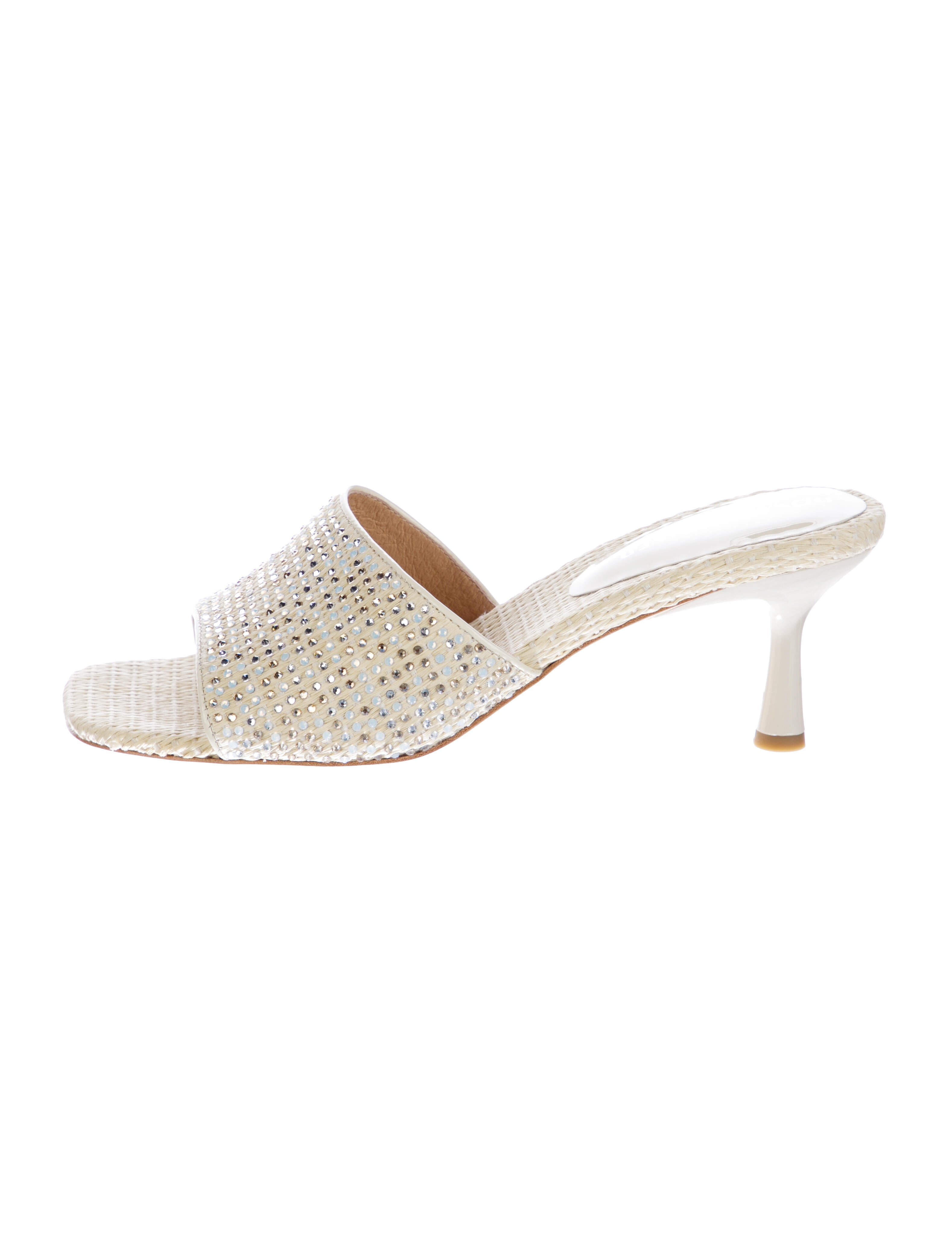 Donald Pliner Raffia Crystal Embellishments Slides