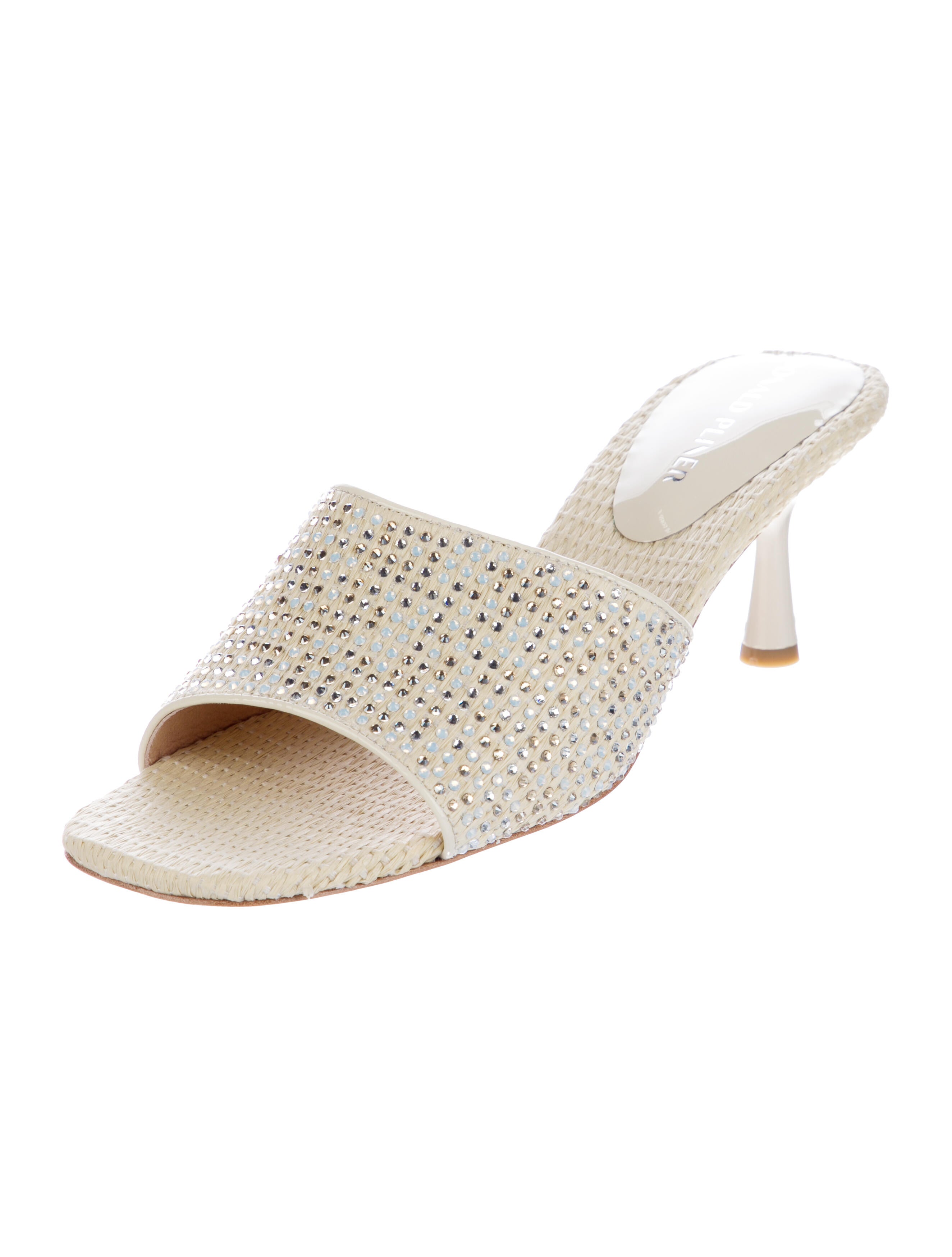 Donald Pliner Raffia Crystal Embellishments Slides