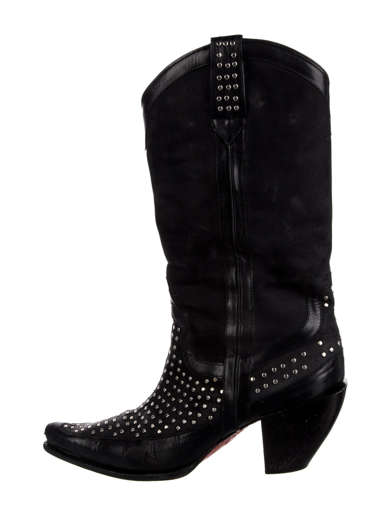 Donald Pliner Leather Studded Accents Western Boots