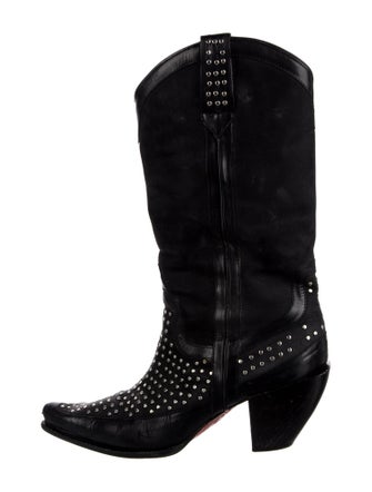 Donald Pliner Leather Studded Accents Western Boots