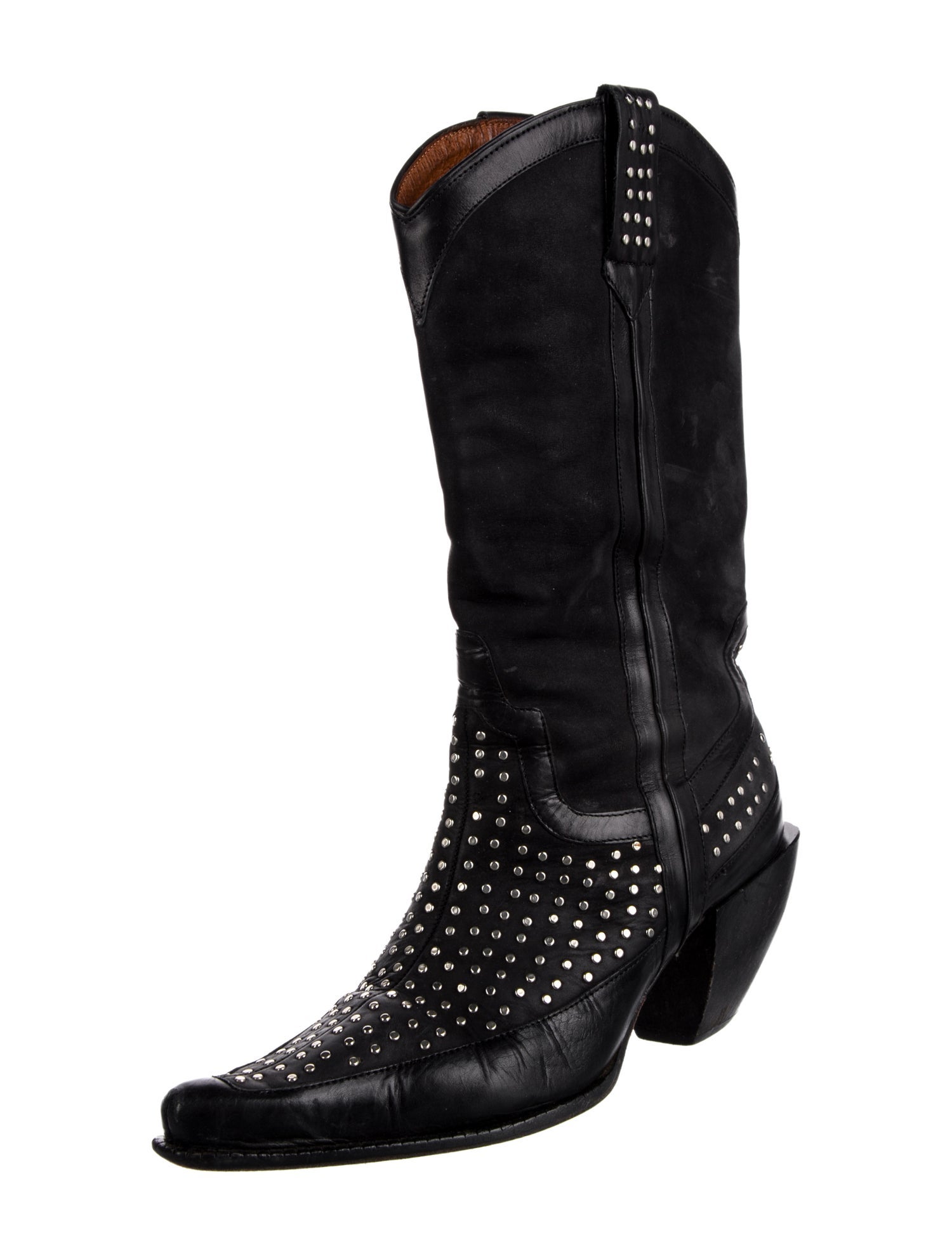 Donald Pliner Leather Studded Accents Western Boots