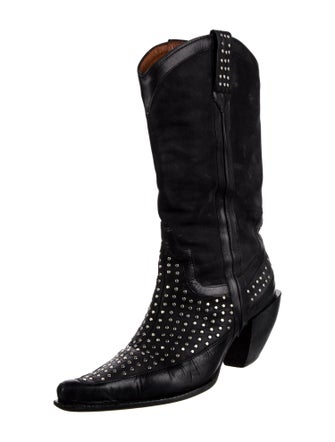 Donald Pliner Leather Studded Accents Western Boots
