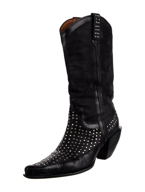 Donald Pliner Leather Studded Accents Western Boots