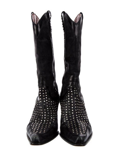 Donald Pliner Leather Studded Accents Western Boots