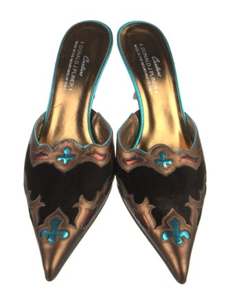 Donald Pliner Velvet Colorblock Pattern Mules