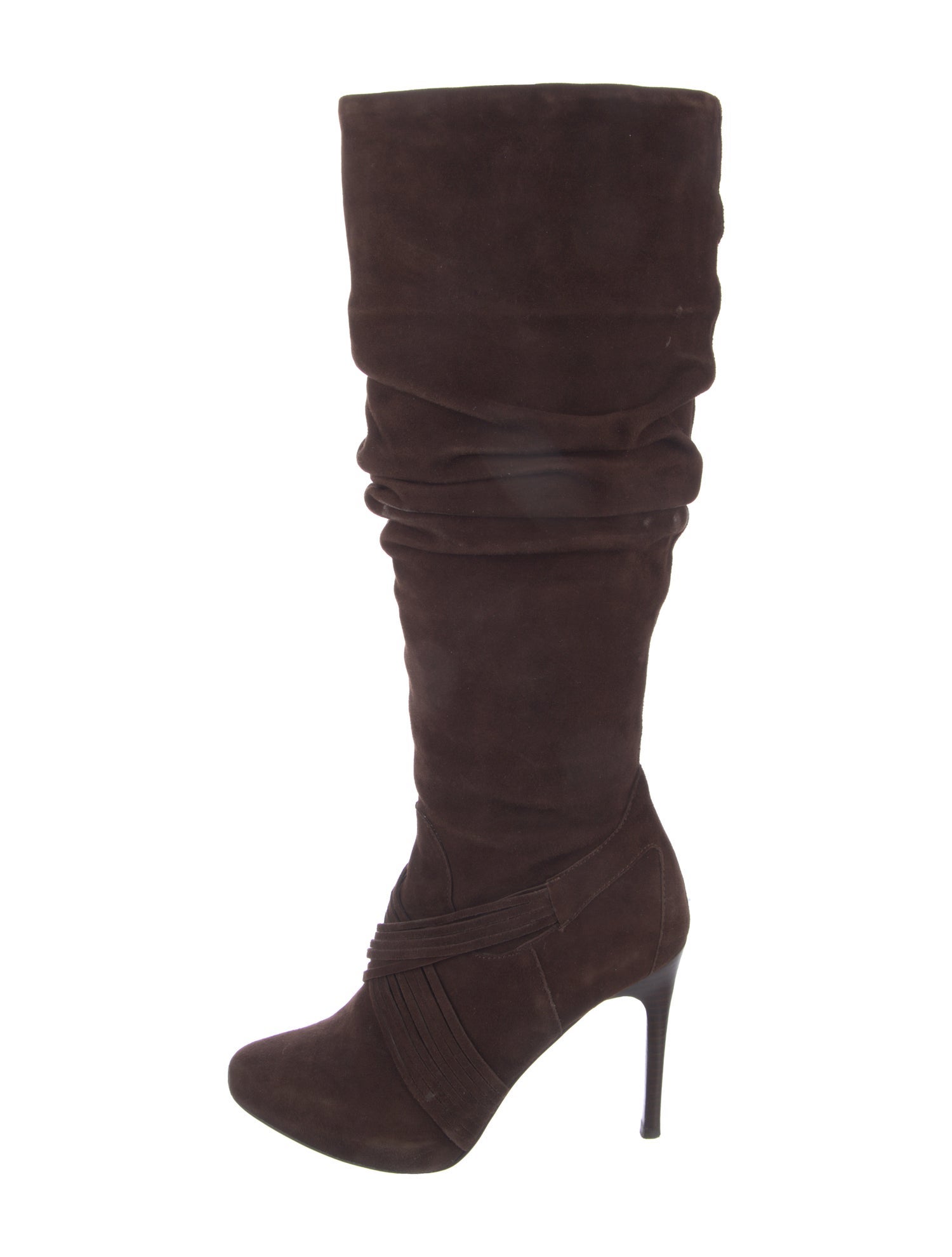 Donald Pliner Suede Ruffle Embellishment Slouch Boots