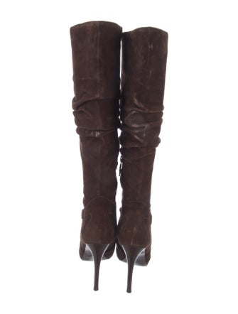 Donald Pliner Suede Ruffle Embellishment Slouch Boots