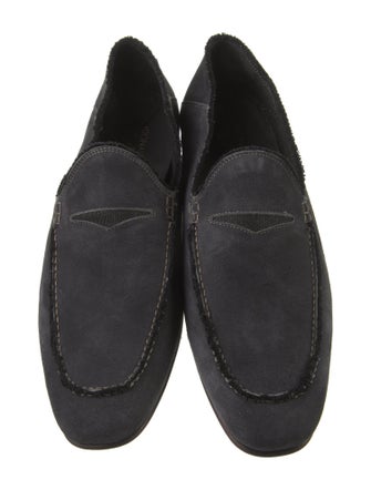 Donald Pliner Suede Raw-Edge Trim Dress Loafers