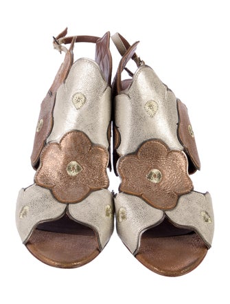 Donald Pliner Leather Colorblock Pattern Slingback Sandals