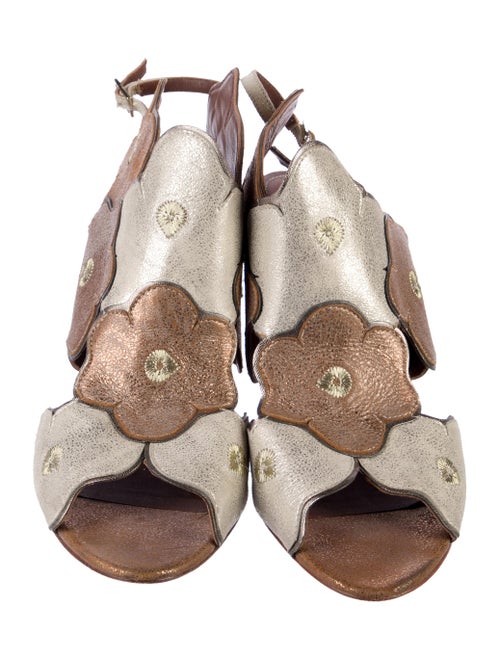 Donald Pliner Leather Colorblock Pattern Slingback Sandals