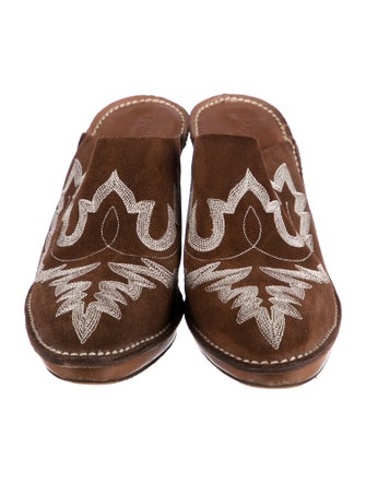 Donald Pliner Suede Embroidered Accent Mules