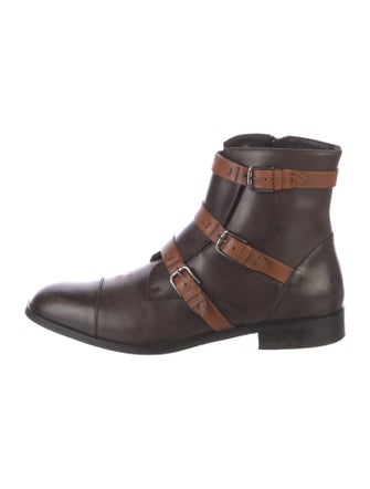 Donald Pliner Leather Colorblock Pattern Combat Boots
