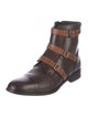Donald Pliner Leather Colorblock Pattern Combat Boots