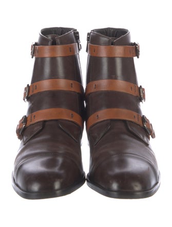 Donald Pliner Leather Colorblock Pattern Combat Boots