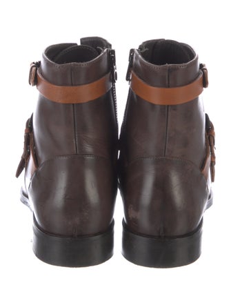 Donald Pliner Leather Colorblock Pattern Combat Boots