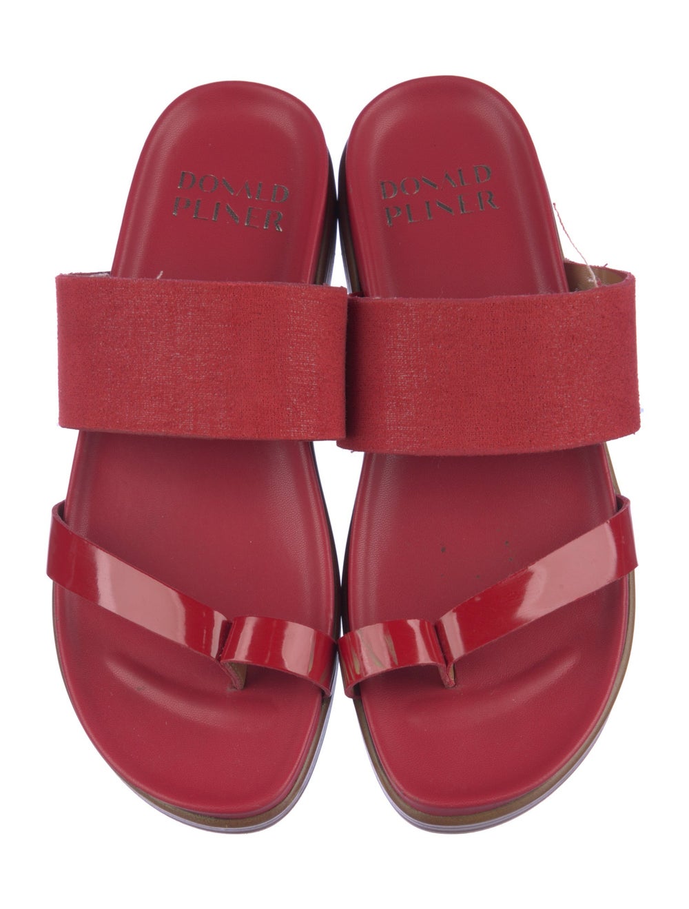 Donald Pliner Suede Slides Red Platform - image 3