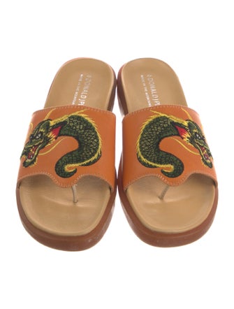 Donald Pliner Leather Floral Print Slides