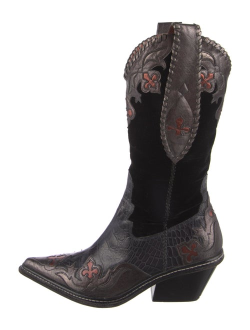 Donald Pliner Suede Patterned Western Boots