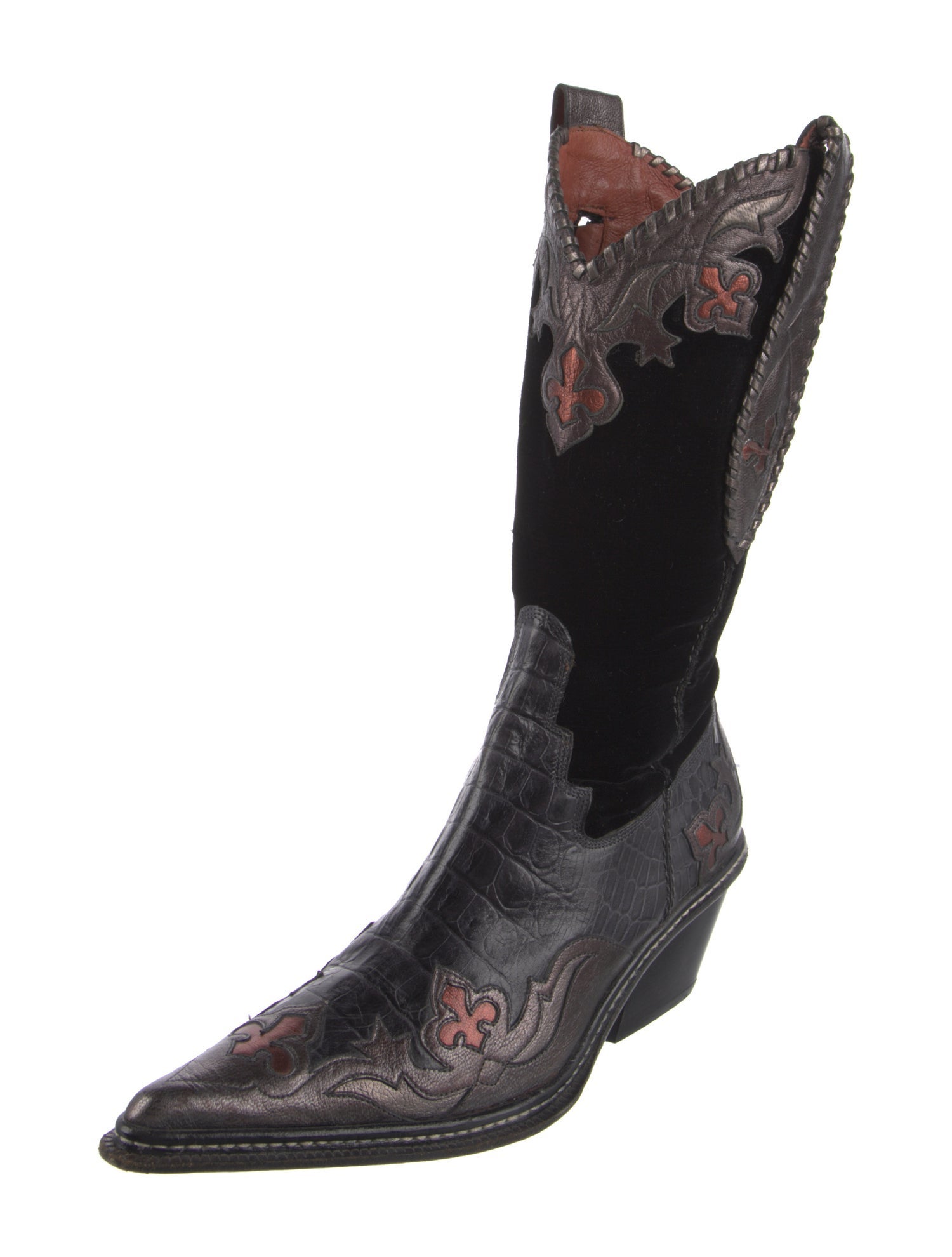 Donald Pliner Suede Patterned Western Boots