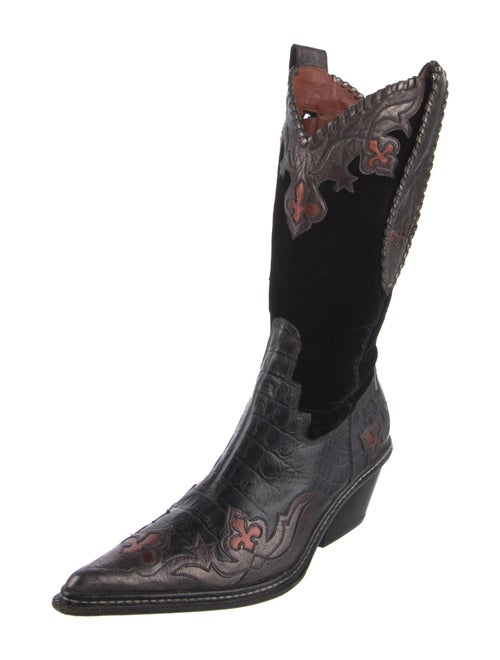 Donald Pliner Suede Patterned Western Boots