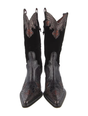 Donald Pliner Suede Patterned Western Boots
