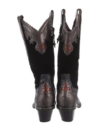 Donald Pliner Suede Patterned Western Boots