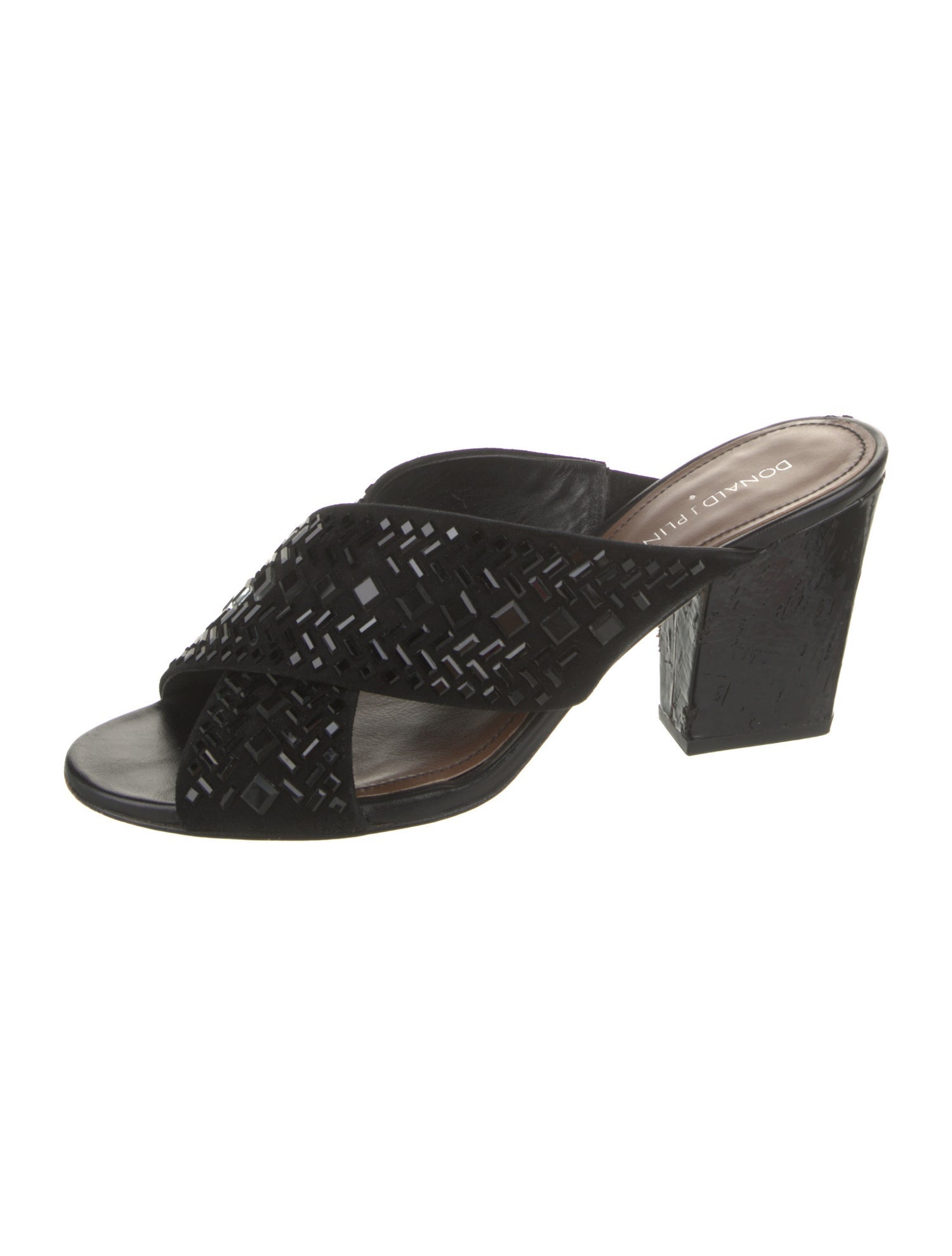 Donald Pliner Suede Crystal Embellishments Slides
