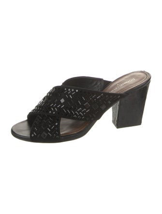 Donald Pliner Suede Crystal Embellishments Slides