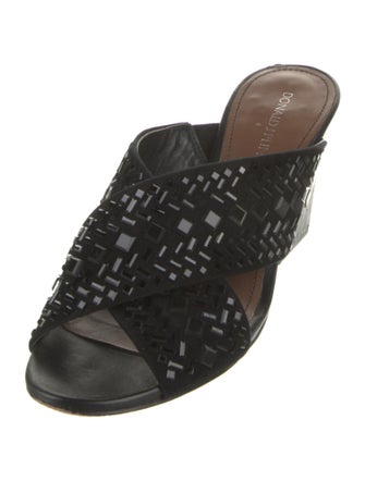 Donald Pliner Suede Crystal Embellishments Slides