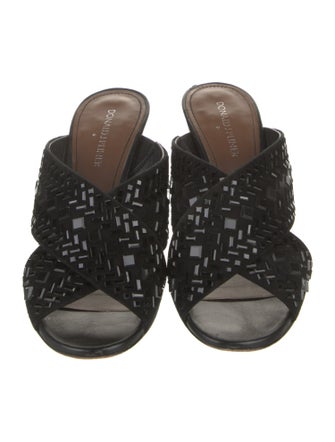 Donald Pliner Suede Crystal Embellishments Slides