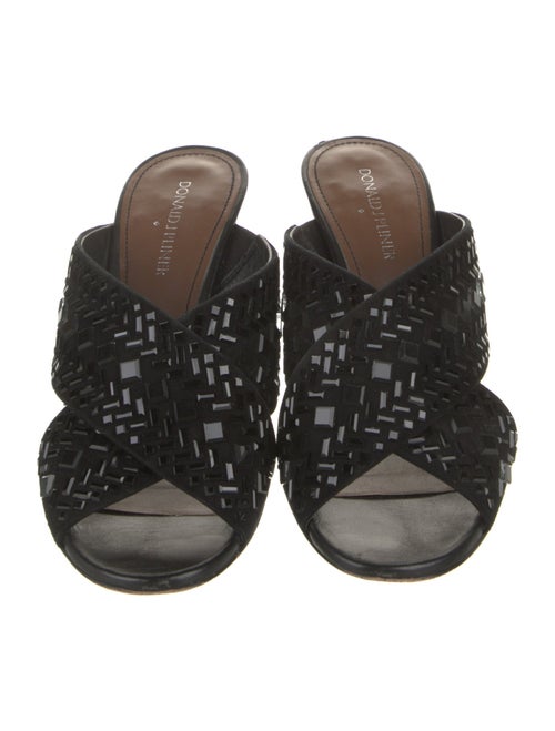 Donald Pliner Suede Crystal Embellishments Slides