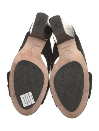 Donald Pliner Suede Crystal Embellishments Slides